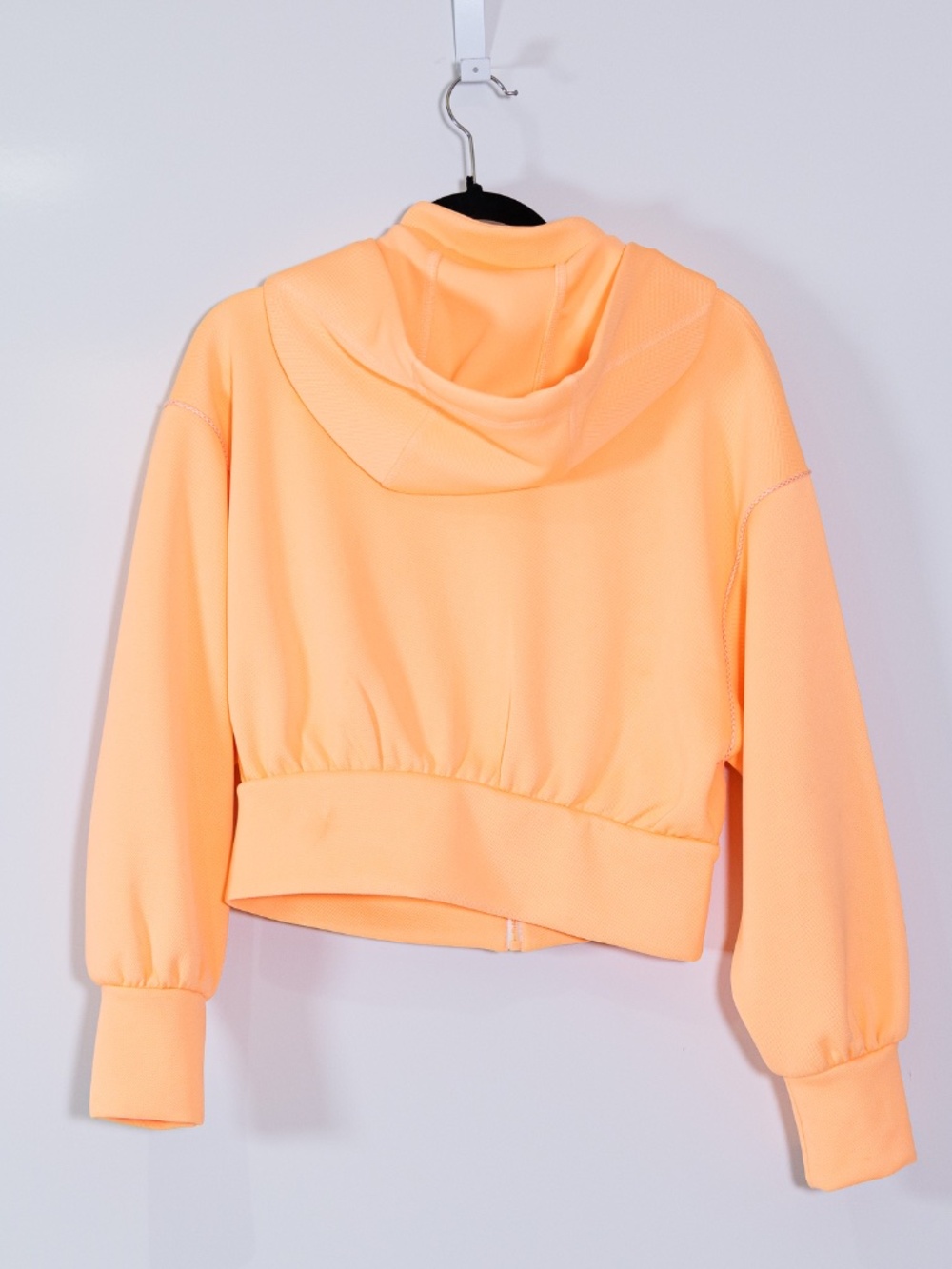Zara Women's Neon Orange Highlighter Full Zip Cropped Hoodie Jacket Small - Picture 4 of 4